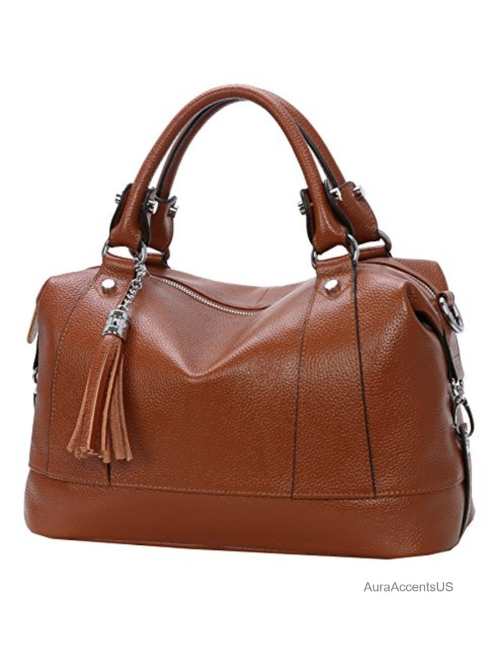 Genuine Leather Satchel Purse with Adjustable Strap